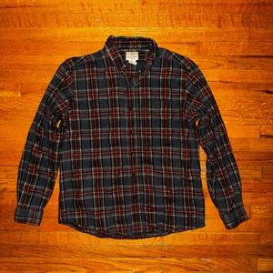 LL Bean Traditional Fit Plaid Flannel Shirt Mens Long Sleeve Medium